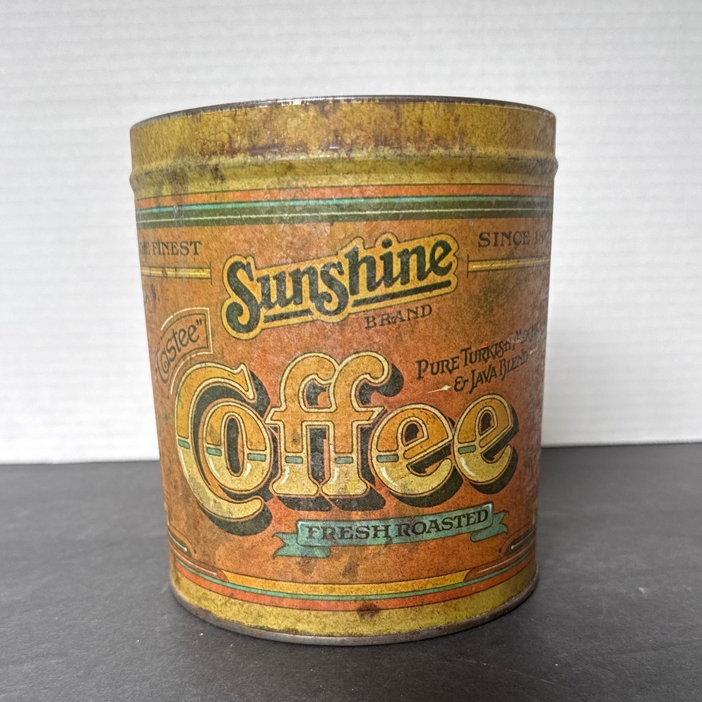 Vintage 1970's Sunshine Brand Coffee Tin Ballonoff Cleveland Metal Canister